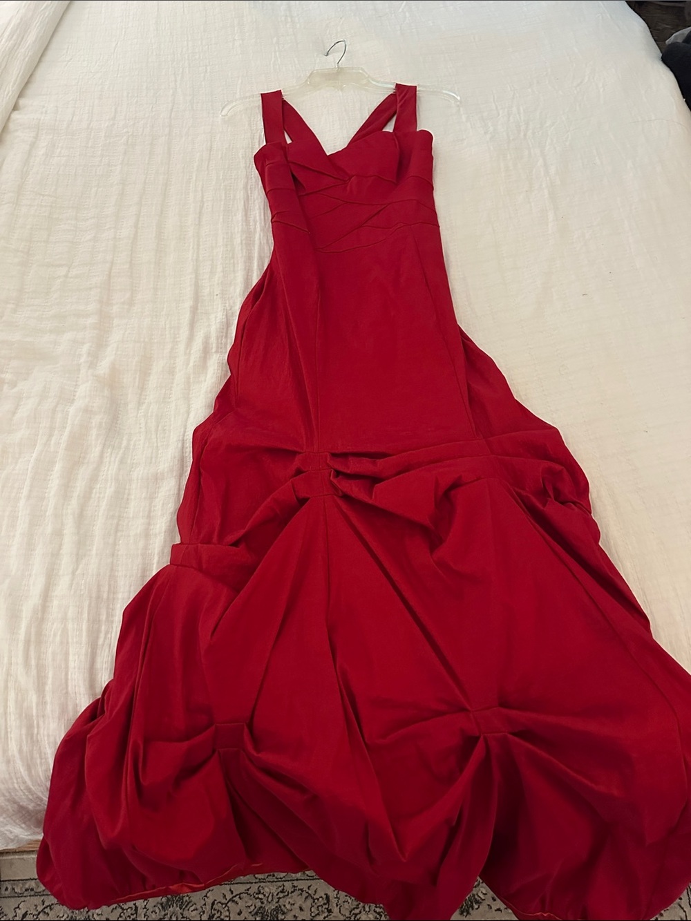 Jessica McClintock Red Sleeveless Formal Gown with Draped Skirt